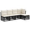 Ensemble de canapé de jardin 5 pcs Noir polyrotin 630988630988