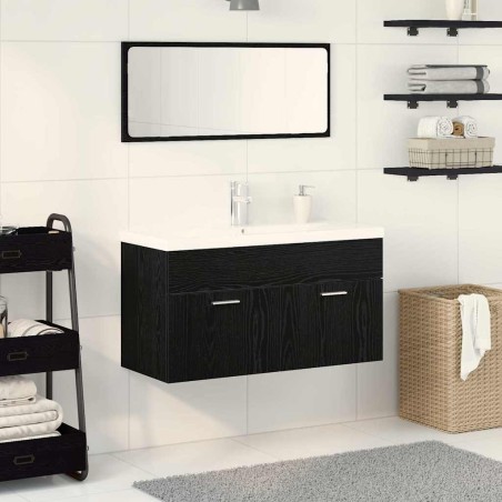Ensemble de mobilier de salle de bain 3 pcs Chêne noir 630997630997