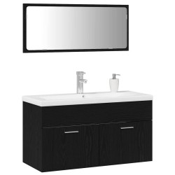Ensemble de mobilier de salle de bain 3 pcs Chêne noir 630997630997