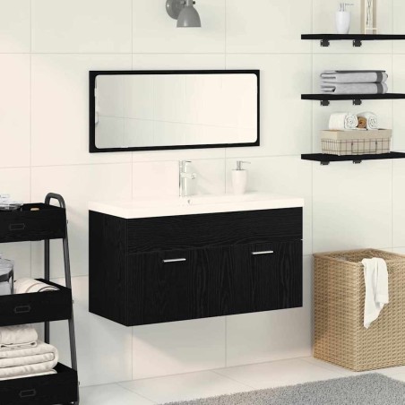 Ensemble de mobilier de salle de bain 3 pcs Chêne noir 630999630999