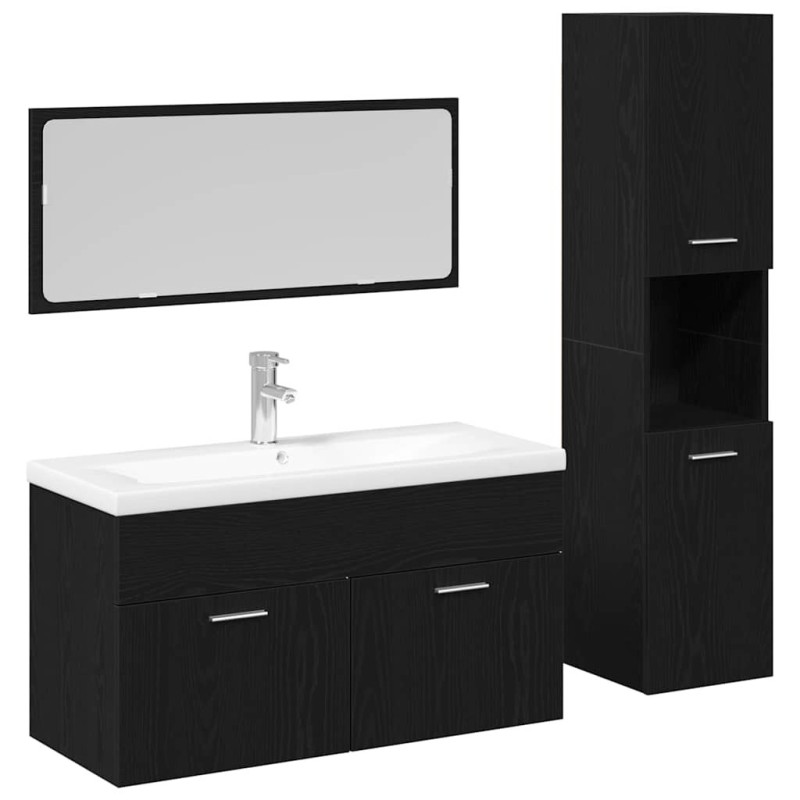 Ensemble de mobilier de salle de bain 4 pcs Chêne noir 631000631000