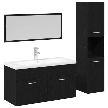Ensemble de mobilier de salle de bain 4 pcs Chêne noir 631000631000