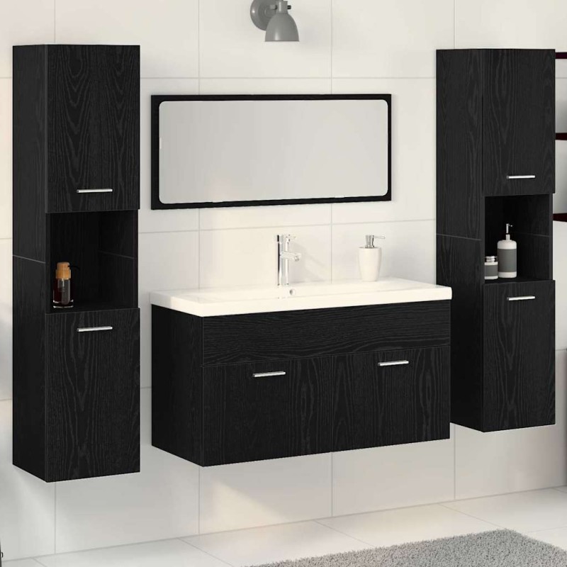 Ensemble de mobilier de salle de bain 4 pcs Chêne noir 631001631001