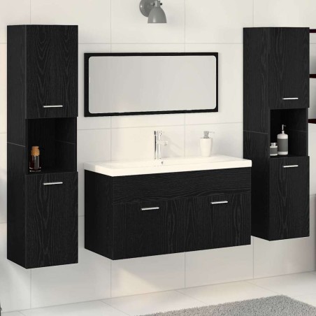 Ensemble de mobilier de salle de bain 4 pcs Chêne noir 631001631001