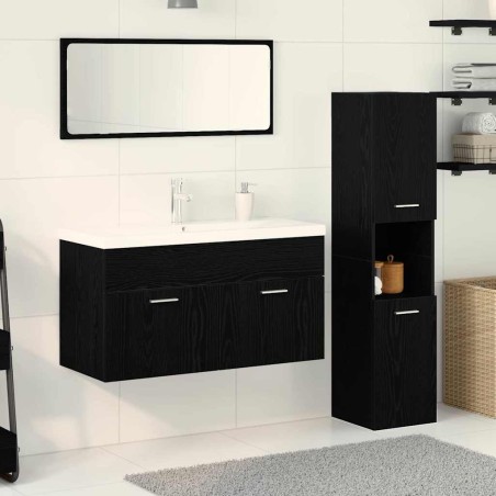 Ensemble de mobilier de salle de bain 4 pcs Chêne noir 631002631002