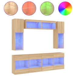 Ensemble de meubles TV muraux 6pcs et lumières LED chêne sonoma 631003631003