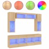 Ensemble de meubles TV muraux 6pcs et lumières LED chêne sonoma 631003631003