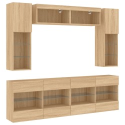 Ensemble de meubles TV muraux 6pcs et lumières LED chêne sonoma 631003631003
