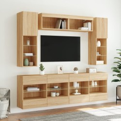 Ensemble de meubles TV muraux 6pcs et lumières LED chêne sonoma 631003631003