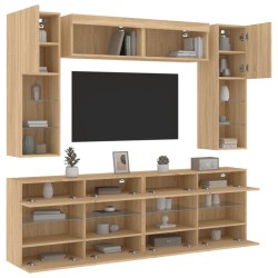 Ensemble de meubles TV muraux 6pcs et lumières LED chêne sonoma 631003631003