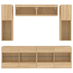 Ensemble de meubles TV muraux 6pcs et lumières LED chêne sonoma 631003631003