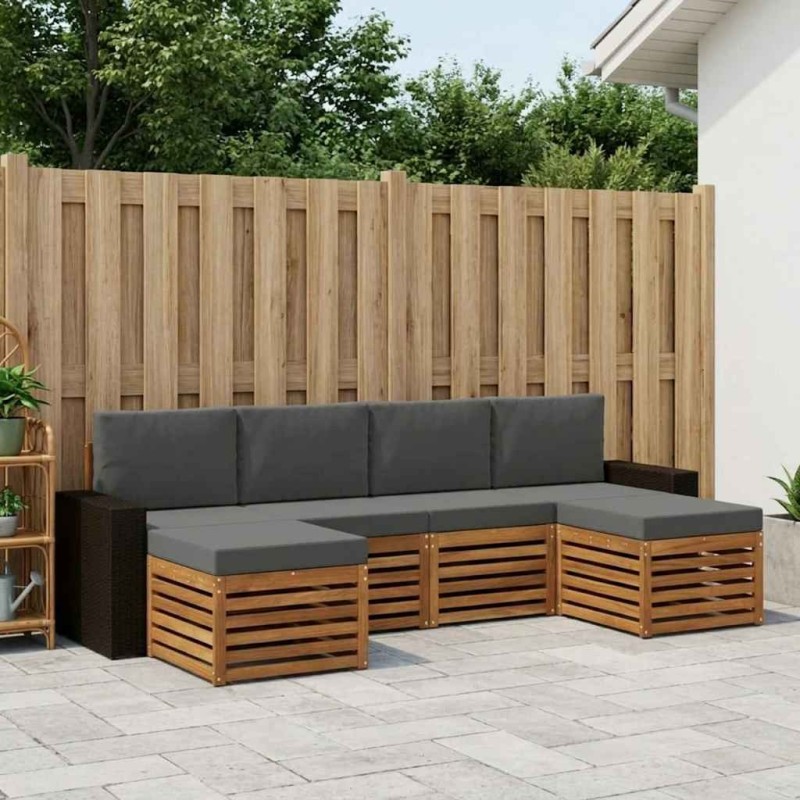 Ensembles de canapés avec coussin 6 pcs Naturel et Anthracite 631006631006
