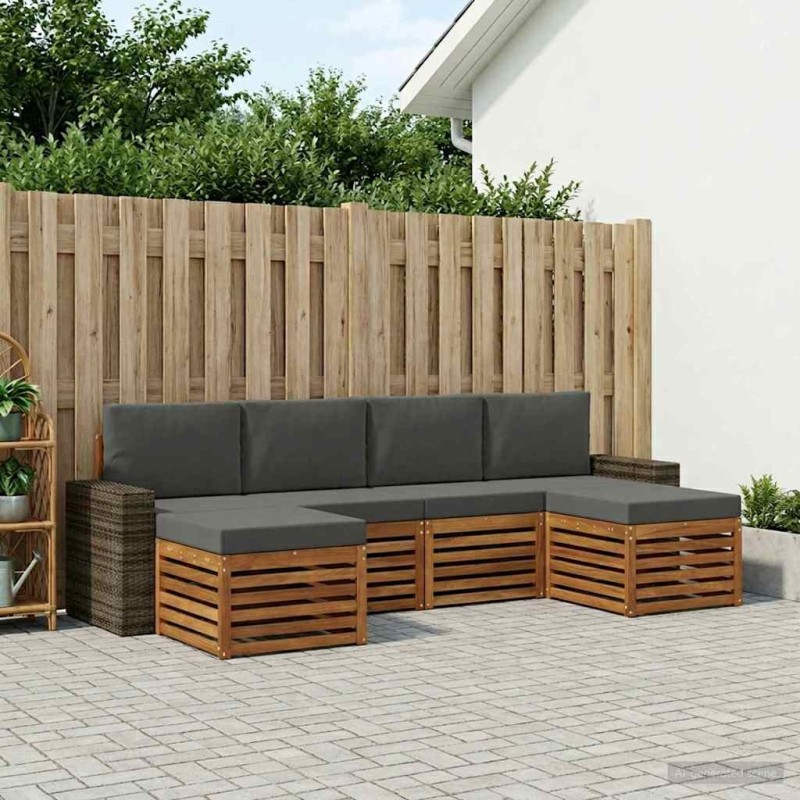 Ensembles de canapés avec coussin 6 pcs Naturel et Anthracite 631007631007