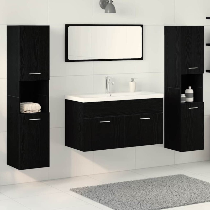 Ensemble de mobilier de salle de bain 4 pcs Chêne noir 631015631015