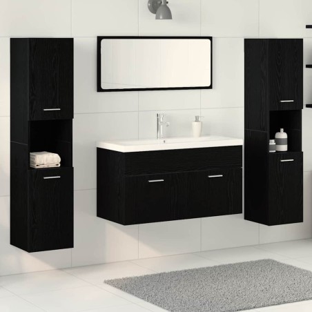 Ensemble de mobilier de salle de bain 4 pcs Chêne noir 631015631015