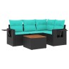 Ensemble de canapé de jardin 5 pcs avec coussins noir résine tressée 631017631017