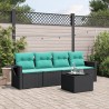 Ensemble de canapé de jardin 5 pcs avec coussins noir résine tressée 631018631018