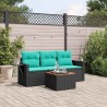 Ensemble de canapé de jardin 4 pcs avec coussins noir résine tressée 631021631021