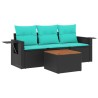 Ensemble de canapé de jardin 4 pcs avec coussins noir résine tressée 631021631021