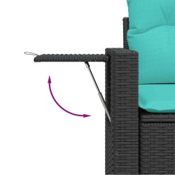 Ensemble de canapé de jardin 4 pcs avec coussins noir résine tressée 631021631021