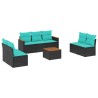 Ensemble de canapé de jardin 8 pcs avec coussins noir résine tressée 631022631022