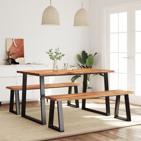 Ensemble à manger 3 pcs avec bord vivant bois massif d'acacia 631023631023