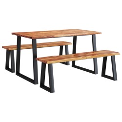 Ensemble à manger 3 pcs avec bord vivant bois massif d'acacia 631023631023