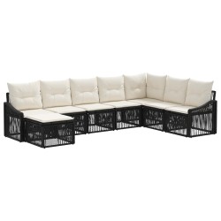 Ensemble de canapé de jardin 8 pcs Noir polyrotin 631028631028