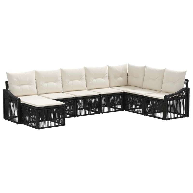 Ensemble de canapé de jardin 8 pcs Noir polyrotin 631028631028