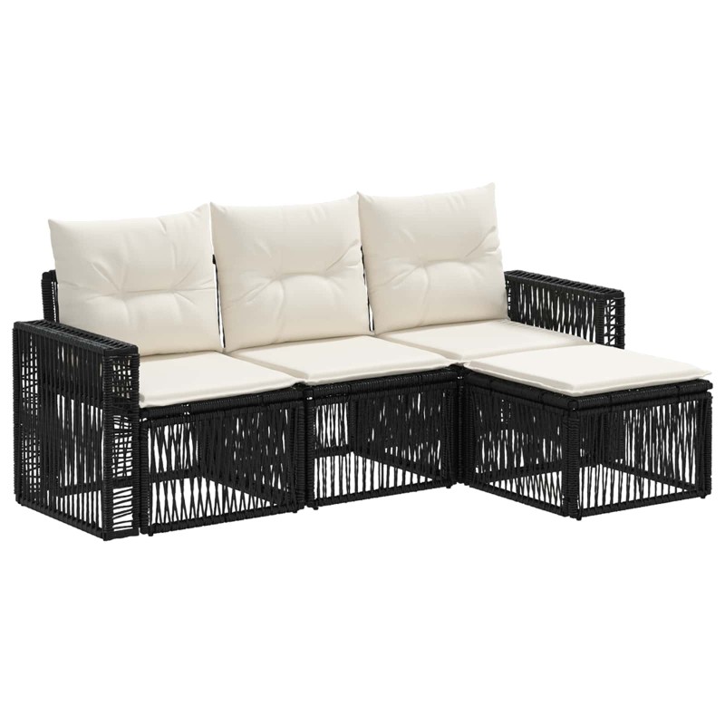 Ensemble de canapé de jardin 4 pcs Noir et blanc crème 631029631029