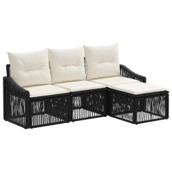 Ensemble de canapé de jardin 4 pcs Noir polyrotin 631033631033