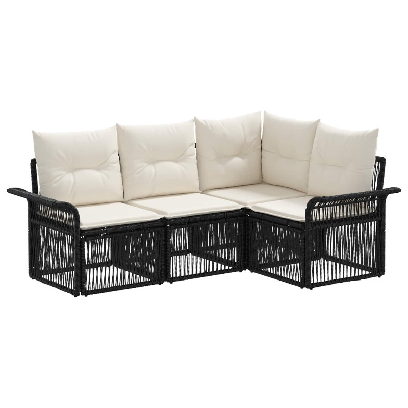 Ensemble de canapé de jardin 4 pcs Noir polyrotin 631035631035