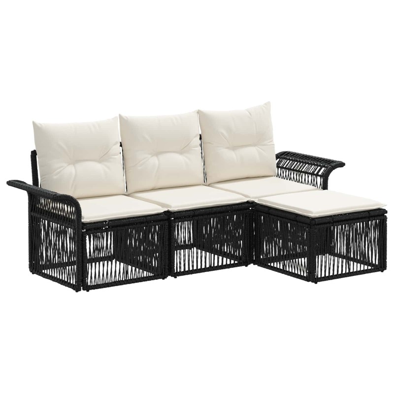 Ensemble de canapé de jardin 4 pcs Noir polyrotin 631036631036