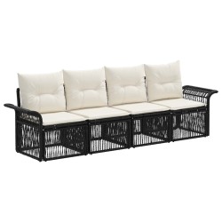 Ensemble de canapé de jardin 4 pcs Noir polyrotin 631037631037