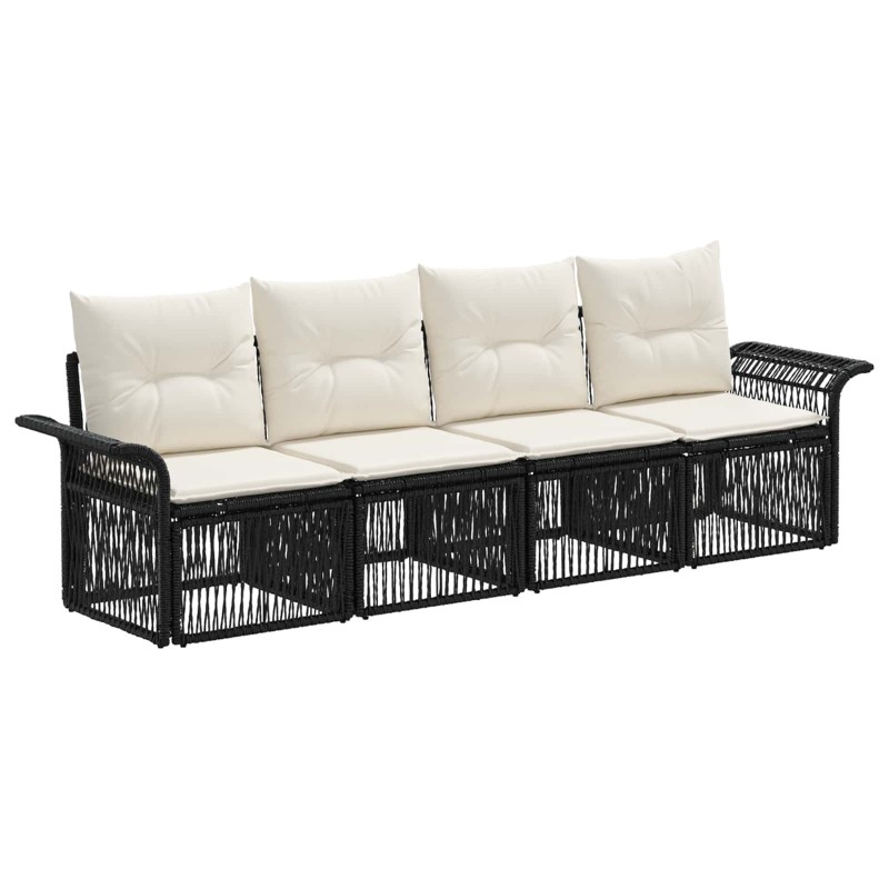 Ensemble de canapé de jardin 4 pcs Noir polyrotin 631037631037