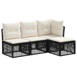 Ensemble de canapé de jardin 4 pcs Noir polyrotin 631038631038
