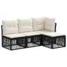 Ensemble de canapé de jardin 4 pcs Noir polyrotin 631038631038