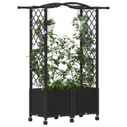 Lit Élevé avec Treillis et Toit Noir 125 x 40 x 144 cm PP 631041631041
