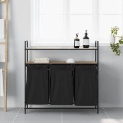 Panier à linge à 3 compartiments avec étagères chêne Sonoma 631046631046