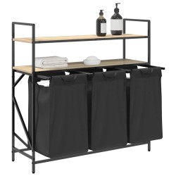 Panier à linge à 3 compartiments avec étagères chêne Sonoma 631046631046