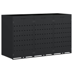 Rangement de poubelle à roulettes pour 3 poubelles Noir 631052631052