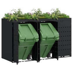 Rangement de poubelle à roulettes pour 3 poubelles Noir 631052631052