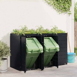 Rangement de poubelle à roulettes pour 3 poubelles Noir 631052631052