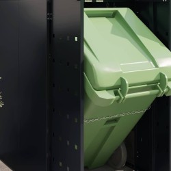 Rangement de poubelle à roulettes pour 3 poubelles Noir 631052631052