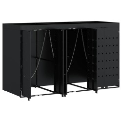 Rangement de poubelle à roulettes pour 3 poubelles Noir 631052631052
