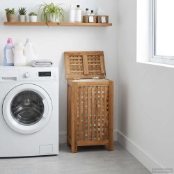 Panier à Linge Naturel 35 x 25 x 60 cm Bois de teck massif 631053631053