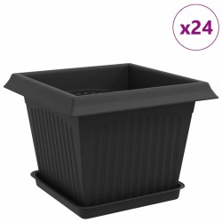 Pots de plantes 24 pcs Noir 23 x 23 x 17,5 cm Plastique 631055631055
