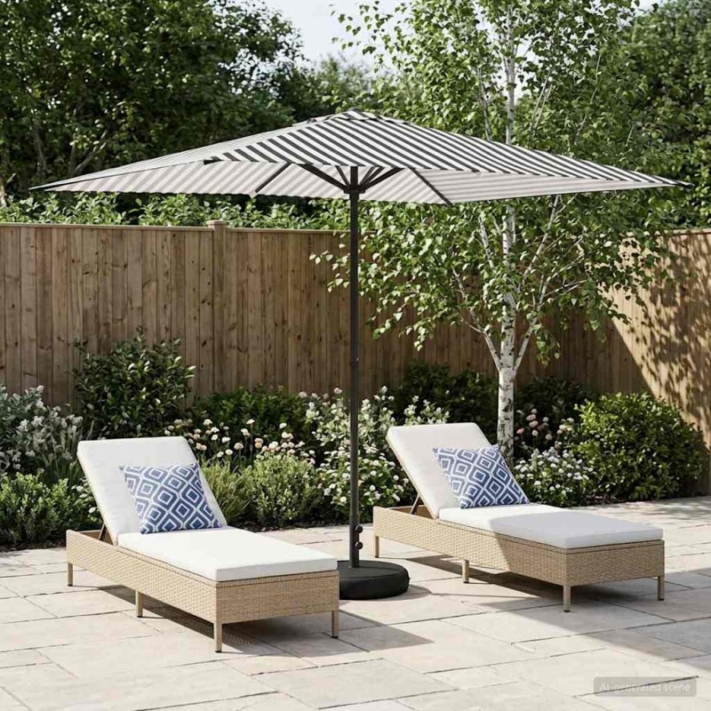 Parasol de jardin avec base 200 x 300 cm Polyester 631056631056