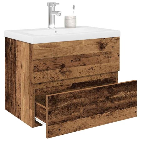 Meuble lavabo avec bassin et robinet intégrés vieux bois 631070631070