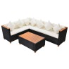Salon de jardin 4 pcs avec coussins Résine tressée Noir 631081631081
